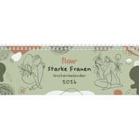 Flow - Starke Frauen 2026 - Tischquerkalender 29,7 x 10,5 cm mit 52 Line-Art-Porträts & inspirierenden Sprüchen, Wochenplaner mit viel Platz für Notizen
