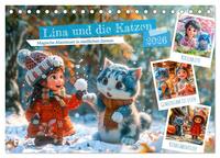Lina und die Katzen - Magische Abenteuer in niedlichen Szenen (Tischkalender 2026 DIN A5 quer), CALVENDO Monatskalender