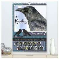 Krähen - Clever notiert! Mit Köpfchen durchs ganze Jahr (hochwertiger Premium Wandkalender 2026 DIN A2 hoch), Kunstdruck in Hochglanz