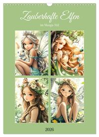Zauberhafte Elfen im Manga-Stil (Wandkalender 2026 DIN A3 hoch), CALVENDO Monatskalender