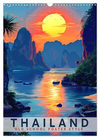 Thailand - Old School Poster Style (Wandkalender 2026 DIN A3 hoch), CALVENDO Monatskalender