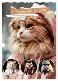 Stylische Katzen (Wandkalender 2026 DIN A2 hoch), CALVENDO Monatskalender
