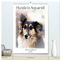 Hunde in Aquarell - Jahresplaner (hochwertiger Premium Wandkalender 2026 DIN A2 hoch), Kunstdruck in Hochglanz