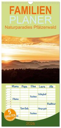 Familienplaner 2026 - Naturparadies Pfälzerwald mit 5 Spalten (Wandkalender, 21 x 45 cm) CALVENDO