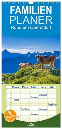 Familienplaner 2026 - Rund um Oberstdorf mit 5 Spalten (Wandkalender, 21 x 45 cm) CALVENDO
