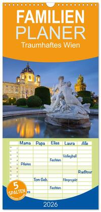 Familienplaner 2026 - Traumhaftes Wien mit 5 Spalten (Wandkalender, 21 x 45 cm) CALVENDO