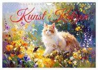 Kunst Katzen (Wandkalender 2026 DIN A4 quer), CALVENDO Monatskalender