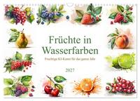 Früchte in Wasserfarben - Fruchtige KI-Kunst für das ganze Jahr (Wandkalender 2027 DIN A3 quer), CALVENDO Monatskalender