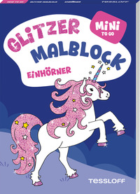 Mini Glitzer Malblock to go. Einhörner