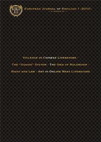 European Journal of Sinology 1 (2010) - Violence in Chinese Literature · The 