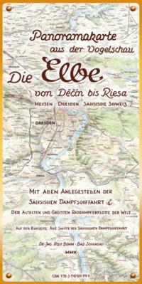 Die Elbe. Panoramakarte aus der Vogelschau