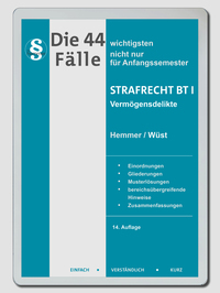 eBook Die 44 wichtigsten Fälle Strafrecht BT I